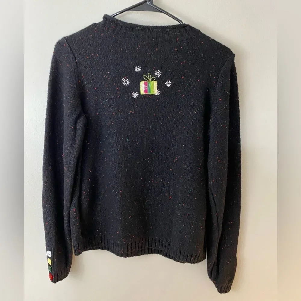 Christopher & Banks Women's S Black Santa Christmas Pullover Sweater - Picture 6 of 10